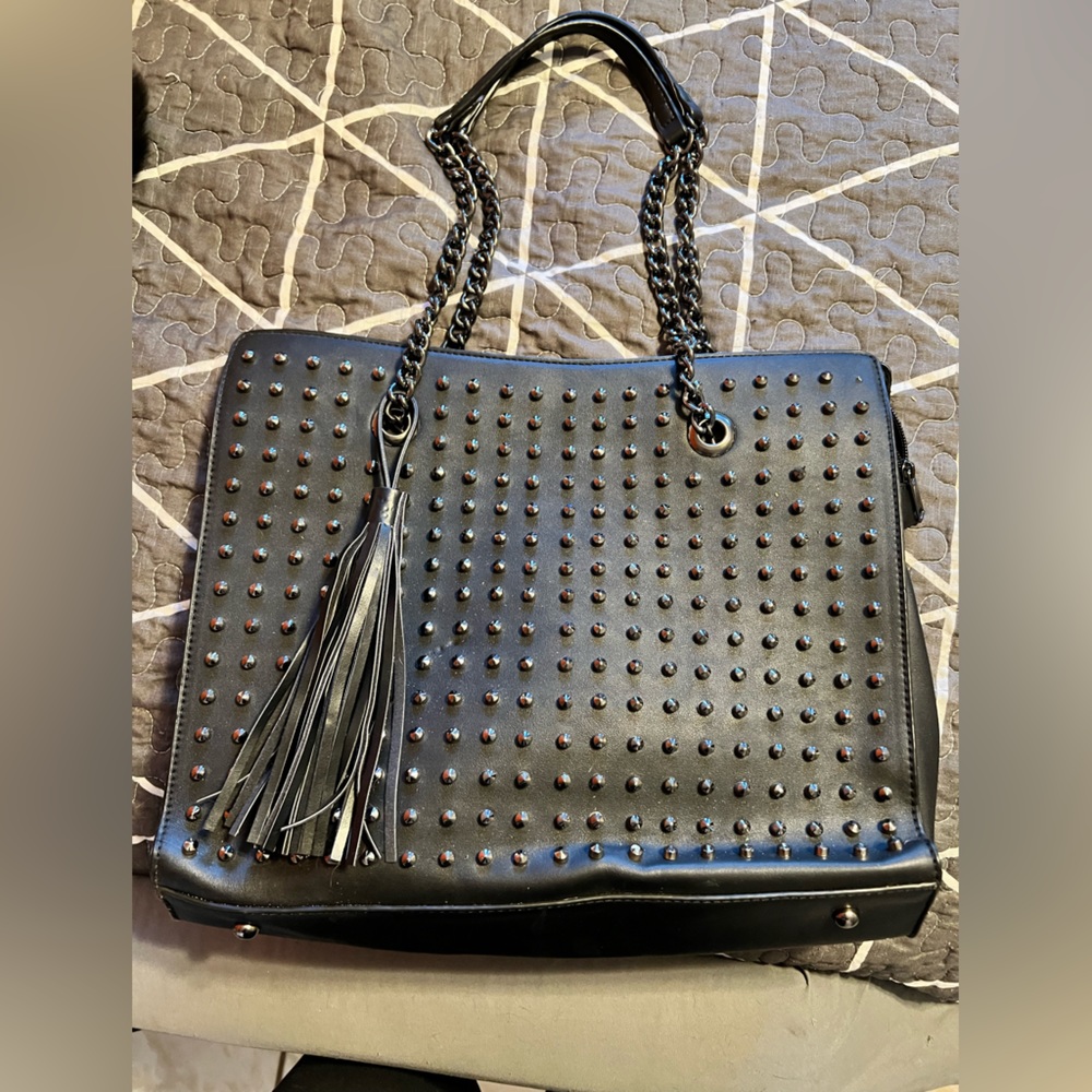 Black studded handbag, barely used